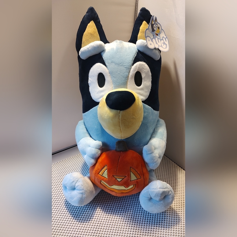 Large Bluey Plush with Pumpkin 18" New With Tags Halloween Soft and cuddly NWT